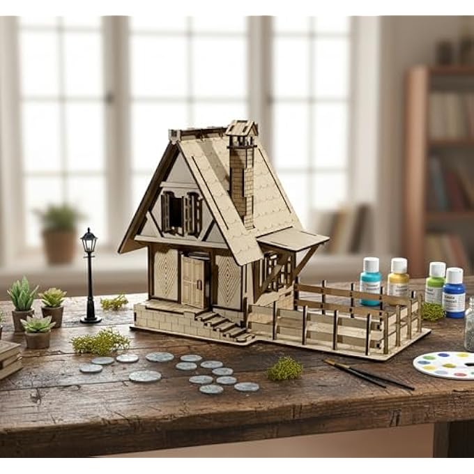 WOODEN 3D PUZZLES FARM DOLL MINI HOUSE CONSTRUCTION MODELING KIT - TO ASSEMBLE - Image 3